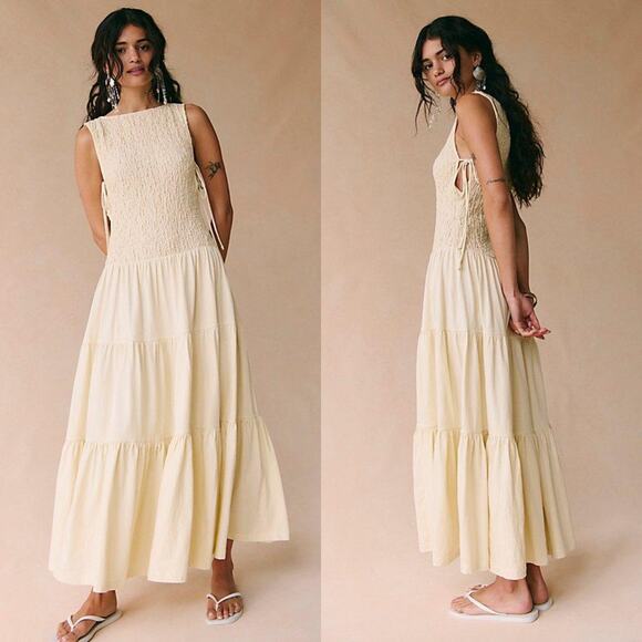 NWT Free People Sterling Maxi Dress in Summer Sand Size Large - Picture 1 of 7